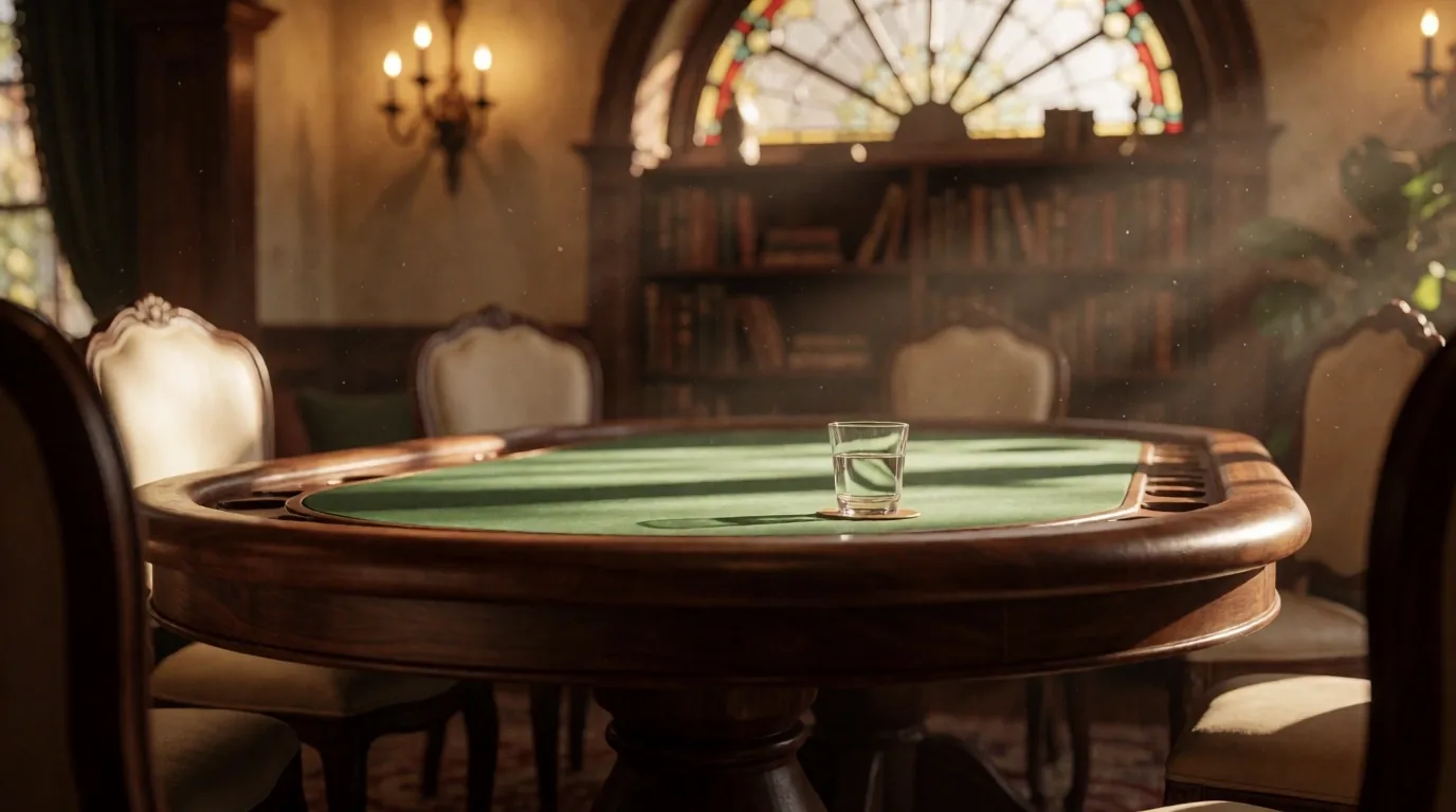 Pokerový stůl v odpoledním slunci